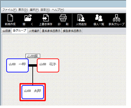 配偶者を登録したい人物をクリックします。